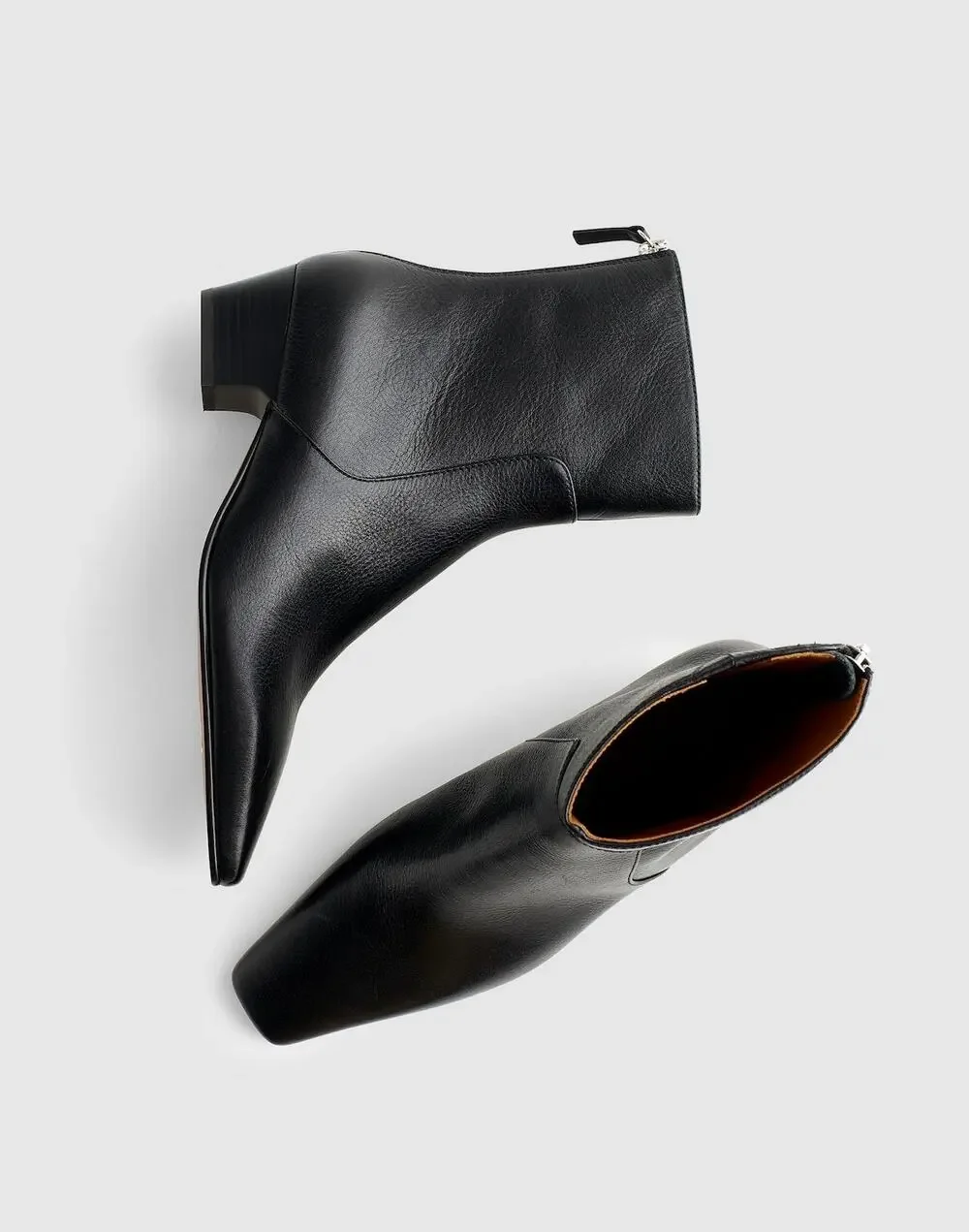 Madewell the Lexie Ankle Boots Square Toe True Black Smooth Leather Size 6